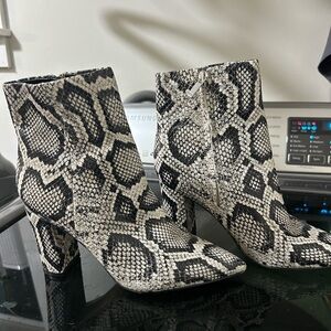 Snakeskin Patterned Ankle Boots